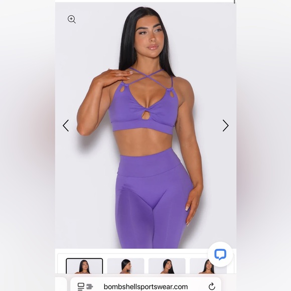Bombshell Sportswear Twist Sports Bra & Leggings Royal Purple Women's Small - Picture 3 of 10